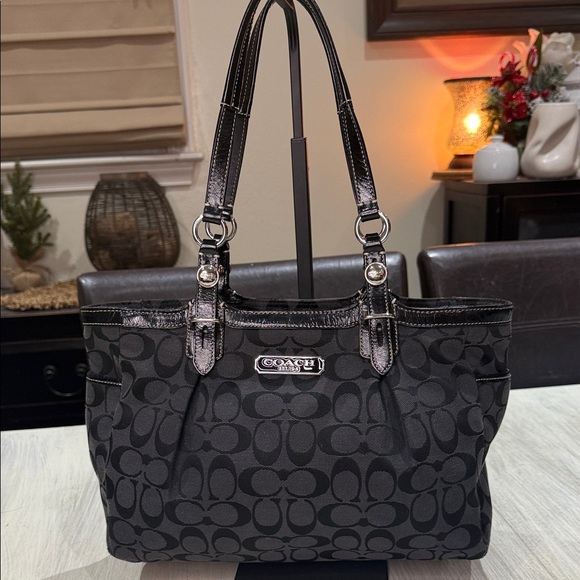 Coach Black and Gray Signature Medium Tote - Picture 1 of 8